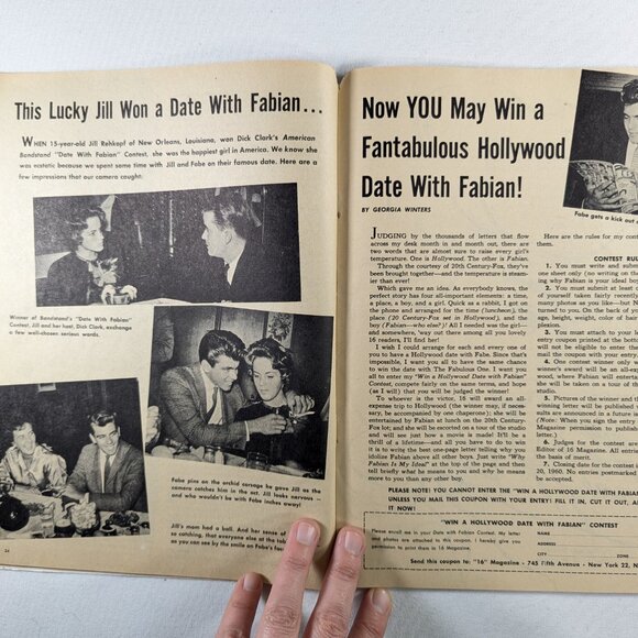 April 1960 vintage 16 magazine Win a Hollywood date with Fabian - Picture 3 of 11